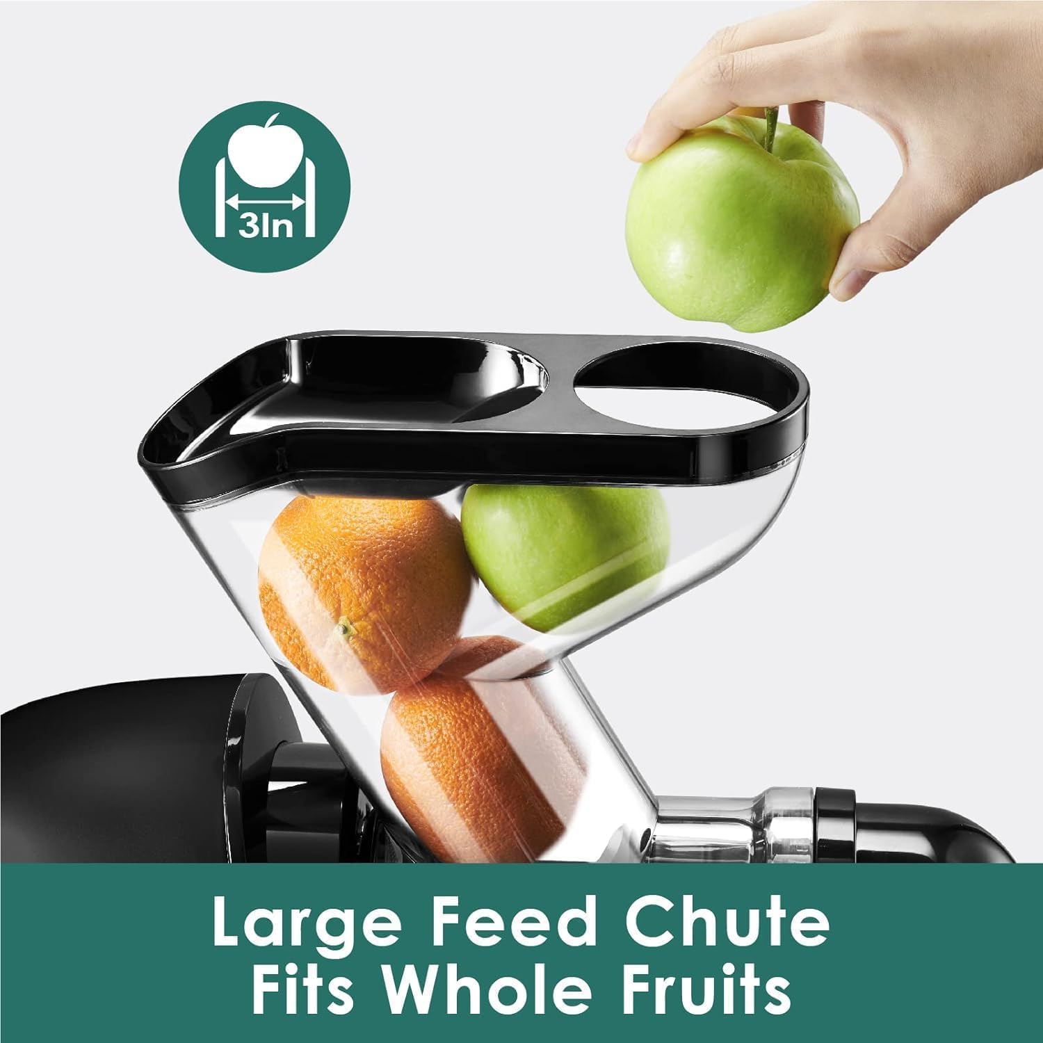 Fretta Edge Max F3000 Cold Press Juicer, Slow Masticating (200W, Tritan Material, Reverse Function, Y-Shape Dual Feed Chutes)